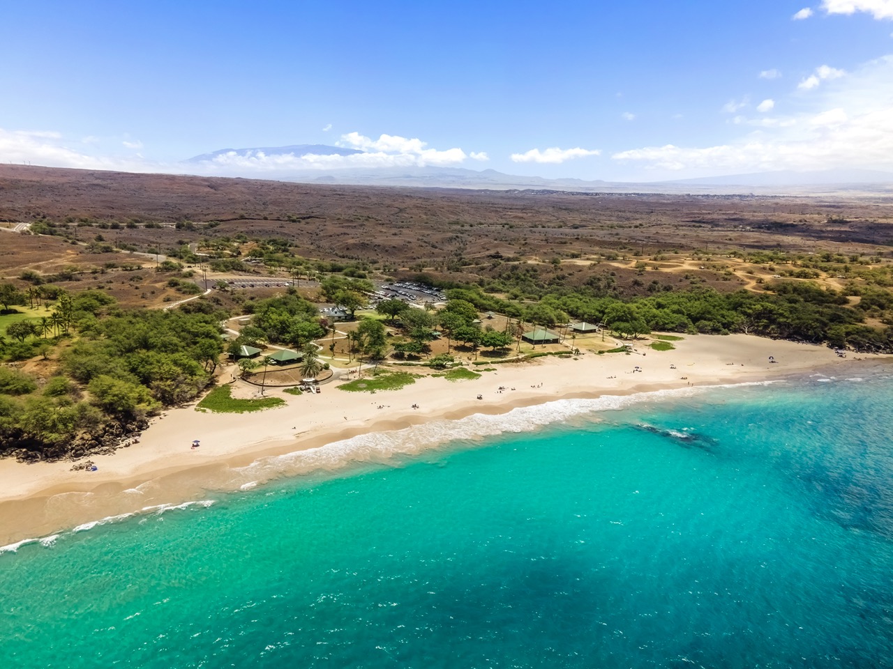 Aerial view of Hapuna Beach — one of Hawaii's finest white-sand beaches